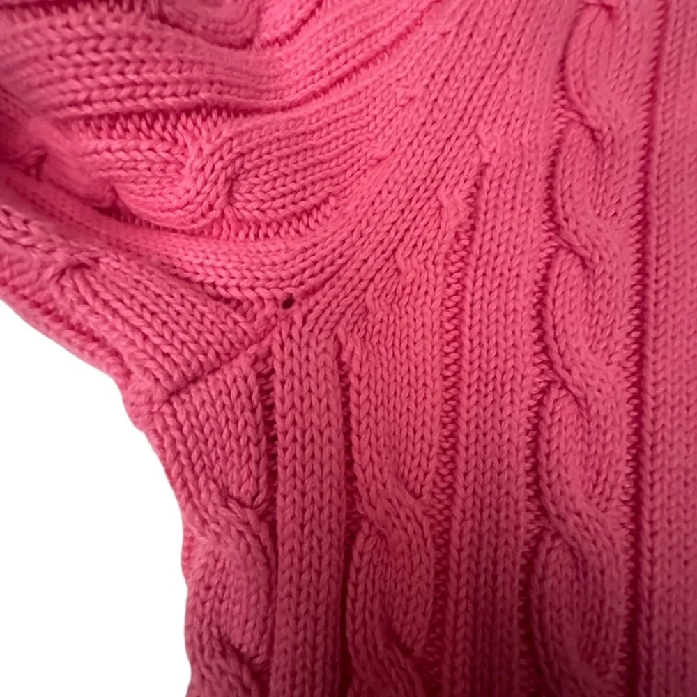 L.L. Bean Women’s 100% Cotton Pink Cable Knit Full Zip Cardigan Sweater ~ Size L - Picture 7 of 7